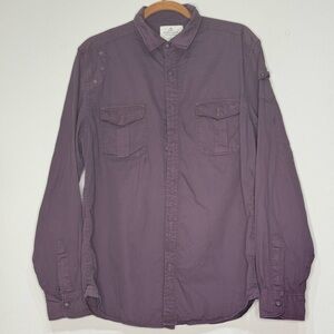 Men's Casual Button Down Shirt in Deep Purple